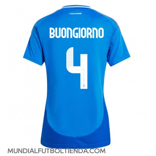 Camiseta Italia Alessandro Buongiorno #4 Primera Equipación Replica Eurocopa 2024 para mujer mangas cortas